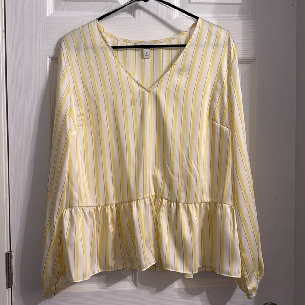 9 West Yellow Striped Shirt